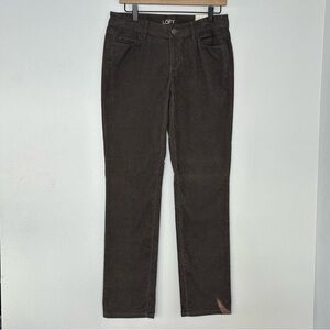 NWT Ann Taylor LOFT Curvy Straight Corduroy Pants Sz 4/27 Brown Lightweight FLAW